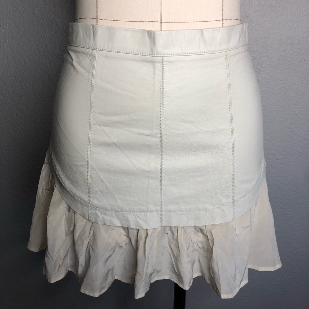 Patterson J Kincaid Lamb leather and silk skirt